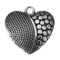 Zinc Alloy Heart Pendants, fashion jewelry & blacken, silver color Approx 2.5mm 