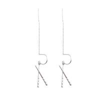Brass Thread Through Earrings, fashion jewelry & for woman, silver color, 8.5mmx20mm 