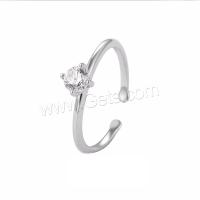 Circón cúbico anillo de dedo de latón, metal, con cúbica circonia, Joyería & para mujer, plateado, 0.4cm, Vendido por UD