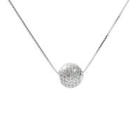 Cubic Zircon Micro Pave Brass Necklace, fashion jewelry & micro pave cubic zirconia & for woman, silver color, 40cm+5cmx0.9mm 