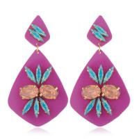 Acrylic Drop Earring, with Crystal Hot Fix, plated, fashion jewelry & for woman 