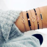 Fashion Zinc Alloy Bracelets, bracelet, with Polyester Cord, plated, 5 pieces & fashion jewelry & for woman, nickel, lead & cadmium free, 2.5cm,2.4cm,1.9cm 