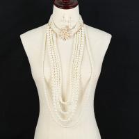 Conjuntos de joya de aleación de cinc de moda, Perlas plásticas, con aleación de zinc, 2 piezas & Joyería & para mujer, más colores para la opción, 55cm,65cm,95cm, Vendido por Set
