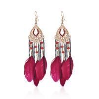 Fashion Feather Earring , Zinc Alloy, with Feather, Teardrop, plated, for woman & hollow 