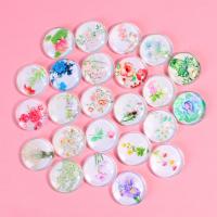 Mobile Phone DIY Decoration, Glass, Round, printing, random style & mixed pattern, mixed colors 