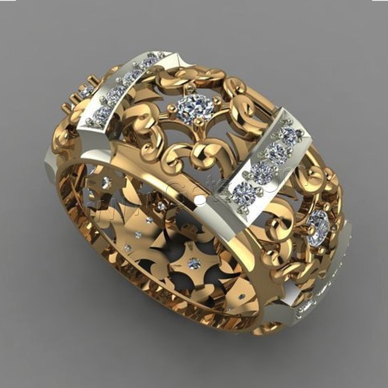 Zircon pavent l'anneau en laiton de doigt, Placage de couleur d'or, normes différentes pour le choix & pavé de micro zircon & creux, couleur métallique plaquée, Vendu par PC