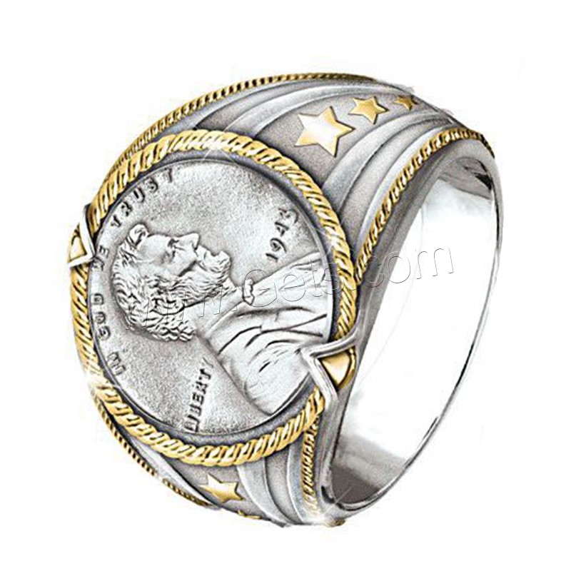 Zinc Alloy Finger Ring, Round, plated, vintage & different size for choice & for man, mixed colors, Sold By PC