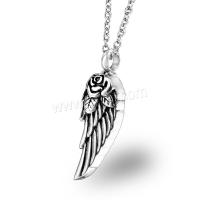 Cremation Jewelry Ashes Urn Necklace, Titanium Steel, Wing Shape, plated, Unisex Approx 19.7 Inch 