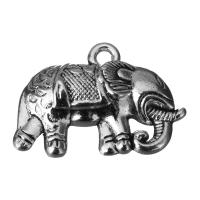 Zinc Alloy Animal Pendants, Elephant, fashion jewelry & blacken, silver color Approx 2.5mm 