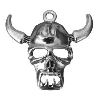 Pendentifs crâne en alliage de zinc, bijoux de mode & noircir, argent Environ 3mm, Vendu par PC