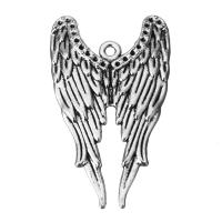 Wing Shaped Zinc Alloy Pendants, fashion jewelry & blacken, silver color Approx 2mm 