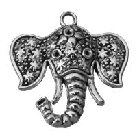 Zinc Alloy Animal Pendants, Elephant, fashion jewelry & blacken, silver color Approx 3.8mm 
