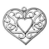 Zinc Alloy Heart Pendants, fashion jewelry & hollow & blacken, silver color Approx 2.5mm 