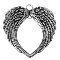 Wing Shaped Zinc Alloy Pendants, fashion jewelry & blacken, silver color Approx 6.5mm 