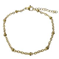 Stainless Steel Chain Bracelets, with 1Inch extender chain, gold color plated, fashion jewelry & Unisex & oval chain 2.5mm Approx 7 Inch 