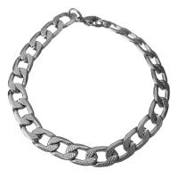 Stainless Steel Chain Bracelets, fashion jewelry & Unisex & curb chain & hammered, original color Approx 8.5 Inch 