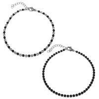 Stainless Steel Chain Bracelets, with Glass, with 1Inch extender chain, fashion jewelry & Unisex original color, 3mm Approx 7.5 Inch 