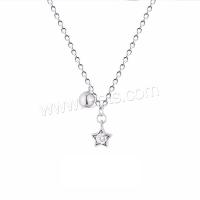 Brass Cubic Zirconia Necklace, with Cubic Zirconia, Star, fashion jewelry & for woman, white, 45cmx0.6cmx0.5cm 