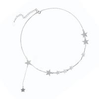 Fashion Choker Necklace, Brass, Star, fashion jewelry & for woman, white, 33cm+5cm 