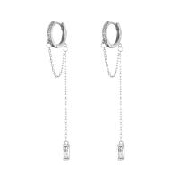 Boucles d'oreilles en laiton zircon cubique, avec zircon cubique, bijoux de mode & pour femme, blanc Vendu par paire