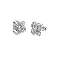 Boucles d'oreilles en laiton zircon cubique, avec zircon cubique, bijoux de mode & pour femme, blanc, 11.5mm, Vendu par PC