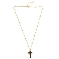 Brass Sweater Chain Necklace, Cubic Zirconia, with Brass, Cross, for woman & enamel 40cm+5cmuff1b3.2+1.6cm 