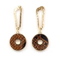 Zinc Alloy Drop Earring, with PU Leather, plated, fashion jewelry & for woman nickel, lead & cadmium free 