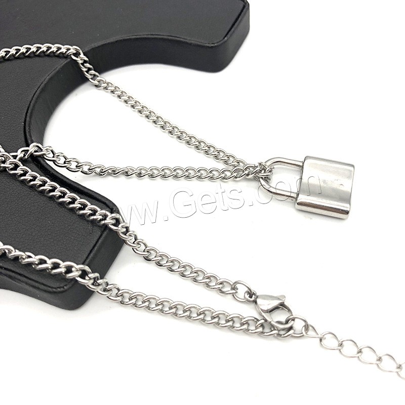 Collar de Acero Inoxidable, con 1.97 inch extender cadena, Cierradura, unisexo & diverso tamaño para la opción, color original, Vendido por Sarta
