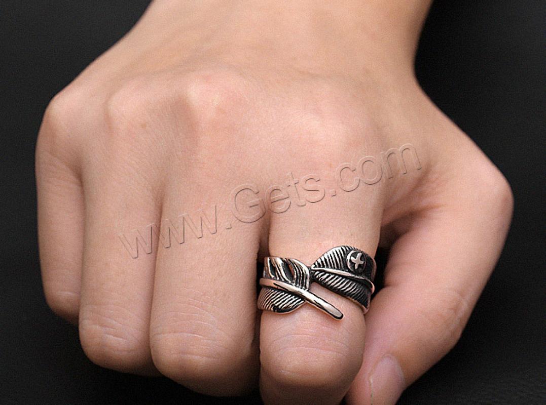 Титан Сталь палец кольцо, титан, Форма пера, Другое покрытие, панк-стиль & разный размер для выбора & Мужский, плакирование металлическим цветом, продается PC