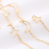 Handmade Brass Chain, Moon and Star, gold color plated, DIY & hollow, metallic color plated 