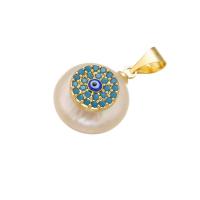 Brass Pendant, with Plastic Pearl, gold color plated, DIY & micro pave cubic zirconia 