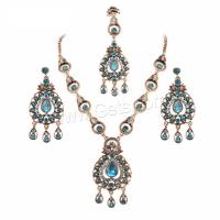 Fashion Zinc Alloy Jewelry Sets, earring & necklace, with Crystal, plated, fashion jewelry & for woman 