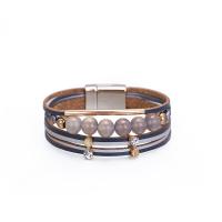 PU Leather Cord Bracelets, fashion jewelry & for woman & with rhinestone 
