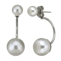 Stainless Steel Stud Earring, with Plastic Pearl, fashion jewelry & for woman, original color, 743183 