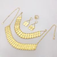 Brass Jewelry Set, 4 pieces & fashion jewelry & for woman, gold 