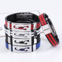 Silicone Stainless Steel Bracelets, 316 Stainless Steel, with Silicone, plated, fashion jewelry & Unisex .27 Inch 