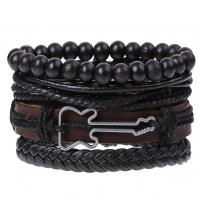 Cowhide Bracelets, Leather, bracelet, with Linen & Zinc Alloy, 4 pieces & fashion jewelry & for man 60mm 