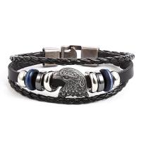 Cowhide Bracelets, Faux Leather, with Zinc Alloy, fashion jewelry & Unisex, 12mm .27 Inch 