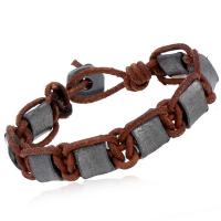 Cowhide Bracelets, Faux Leather, with Zinc Alloy, plated, fashion jewelry & for man, 21.5-22CM 
