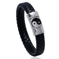 PU Leather Cord Bracelets, with 316 Stainless Steel, fashion jewelry & for man 13mm 
