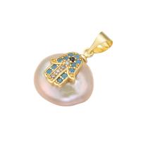 Brass Pendant, with Plastic Pearl, plated, DIY & micro pave cubic zirconia 