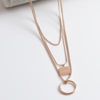 Titanium Steel Jewelry Necklace, with 1.97 inch extender chain, rose gold color plated, with letter pattern & for woman & multi-strand, metallic color plated Approx 17.7 Inch 