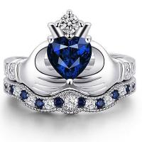 Zinc Set anillo de aleación, aleación de zinc, anillo de dedo, chapado, 2 piezas & diverso tamaño para la opción & para mujer & con diamantes de imitación, más colores para la opción, Vendido por Set