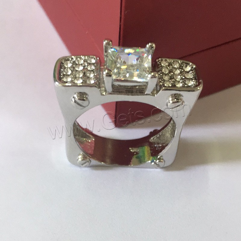 Zinc Alloy Finger Ring, plated, different size for choice & micro pave cubic zirconia & for woman, more colors for choice, Sold By PC