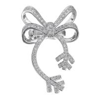 Cubic Zirconia Brooch, Brass, Bowknot, silver color plated, micro pave cubic zirconia & for woman Approx 1.5mm 