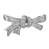 Cubic Zirconia Brooch, Brass, Bowknot, silver color plated, micro pave cubic zirconia & for woman 