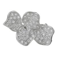 Cubic Zirconia Brooch, Brass, silver color plated, micro pave cubic zirconia & for woman Approx 1.5mm 