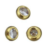 Brass Findings, gold color plated, micro pave cubic zirconia 
