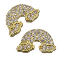 Brass Findings, Rainbow, gold color plated, micro pave cubic zirconia 