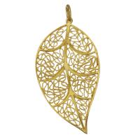 Brass Leaf Pendants, gold color plated, fashion jewelry & hollow Approx 4mm 